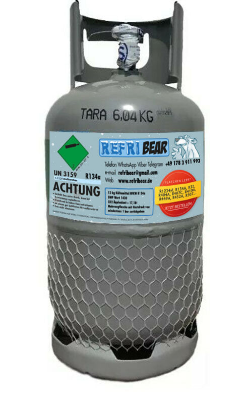 R134A 12kg in Eigentumsflasche Mehrweg Stahl